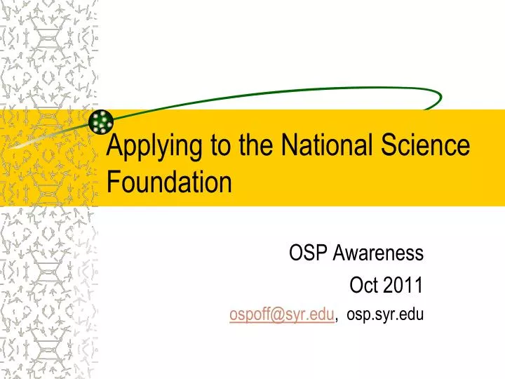 applying to the national science foundation