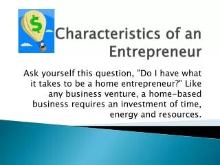 Characteristics of an Entrepreneur