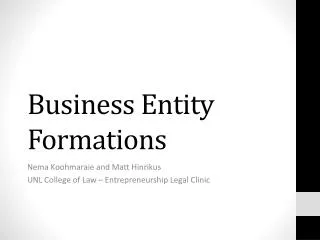 Business Entity Formations