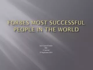 Forbes Most Successful People In The World