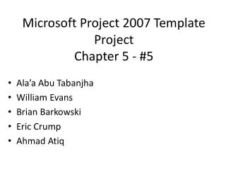 Microsoft Project 2007 Template Project Chapter 5 - #5