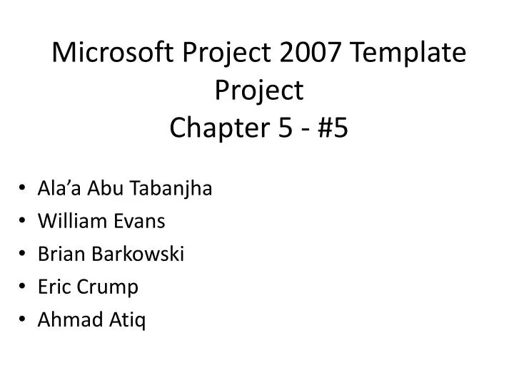 microsoft project 2007 template project chapter 5 5