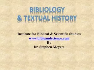 Bibliology &amp; Textual history