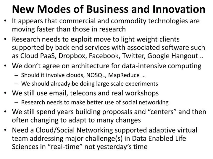 new modes of business and innovation