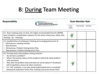 B: During Team Meeting