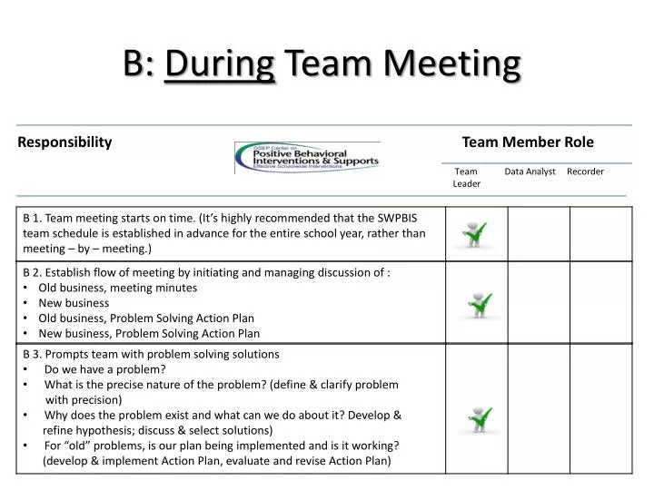 b during team meeting