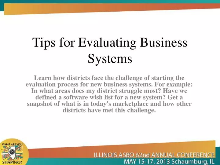 tips for evaluating business systems