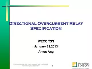 Directional Overcurrent Relay Specification
