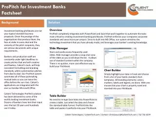 ProPitch for Investment Banks Factsheet