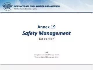 Annex 19 Safety Management 1st edition