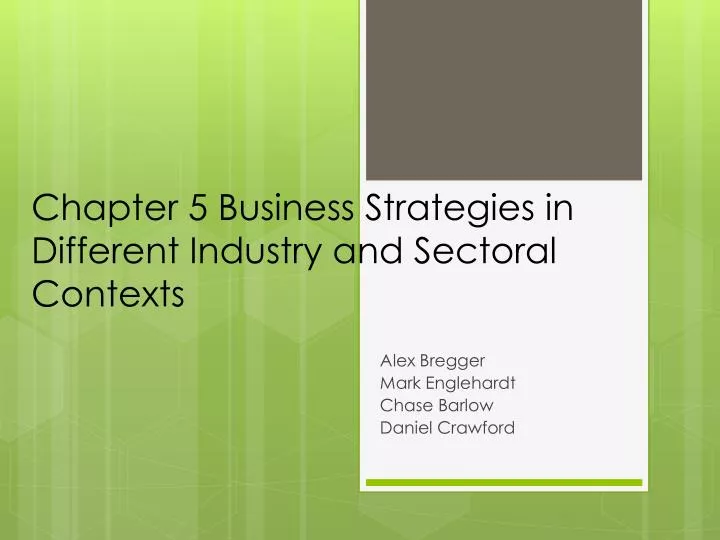 chapter 5 business strategies in different industry and s ectoral contexts