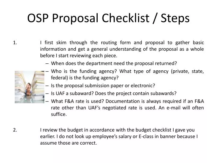 osp proposal checklist steps