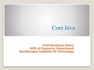 Prof Darshana Mistry HOD of Computer Department Gandhinagar Institute Of Technology