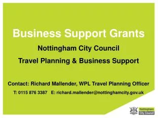 Business Support Grants Nottingham City Council Travel Planning &amp; Business Support