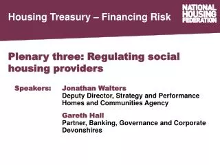 Plenary three: Regulating social housing providers
