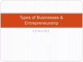 Types of Businesses &amp; Entrepreneurship