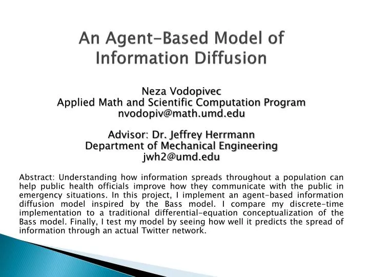 an agent based model of information diffusion