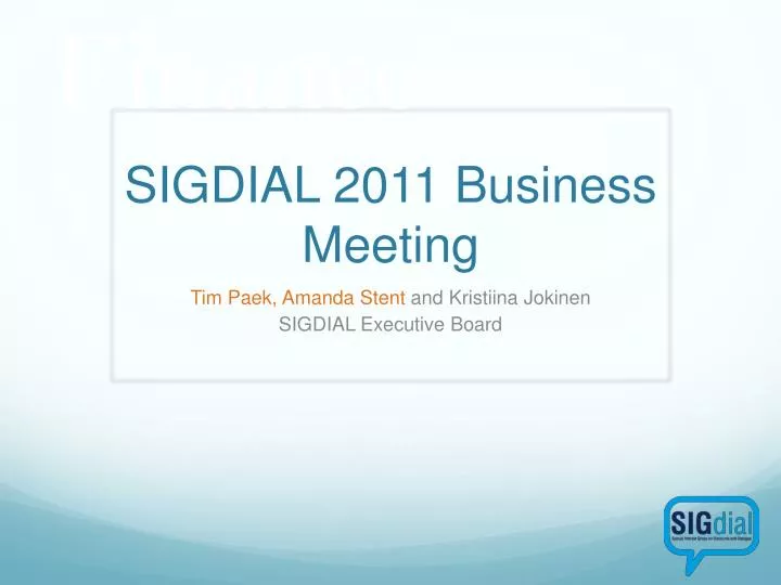 sigdial 2011 business meeting