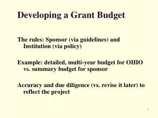 Developing a Grant Budget