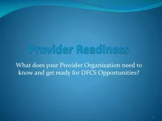 Provider Readiness