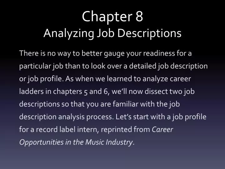 chapter 8 analyzing job descriptions