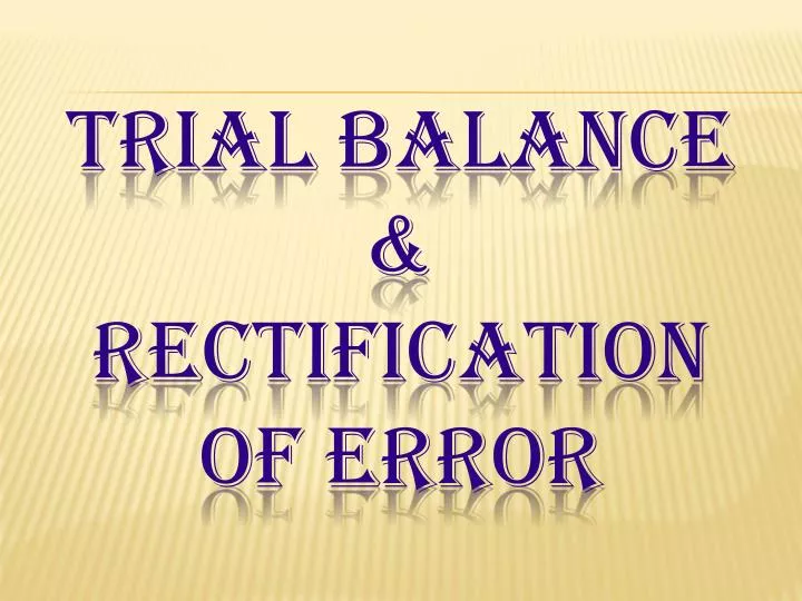trial balance rectification of error
