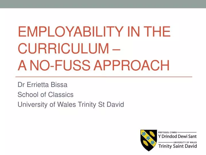 employability in the curriculum a no fuss approach