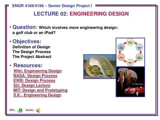 Question: Which involves more engineering design : a golf club or an iPod? Objectives: Definition of Design The Desig