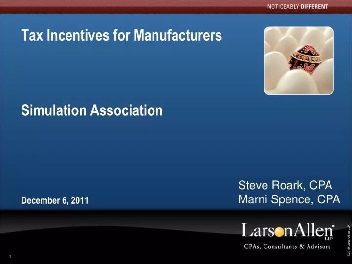 tax incentives for manufacturers simulation association december 6 2011