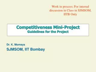 Competitiveness Mini-Project Guidelines for the Project