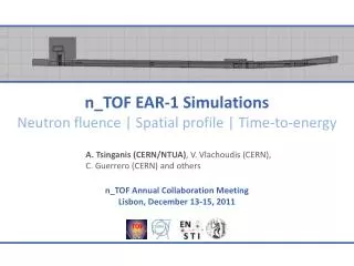 n_TOF EAR-1 Simulations Neutron fluence | Spatial profile | Time-to-energy