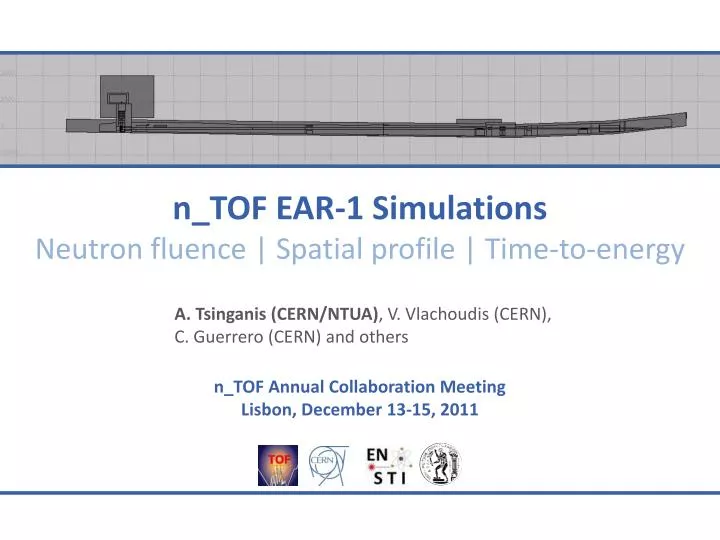 n tof ear 1 simulations neutron fluence spatial profile time to energy