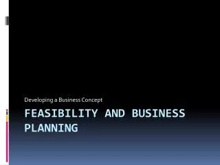 developing a business concept