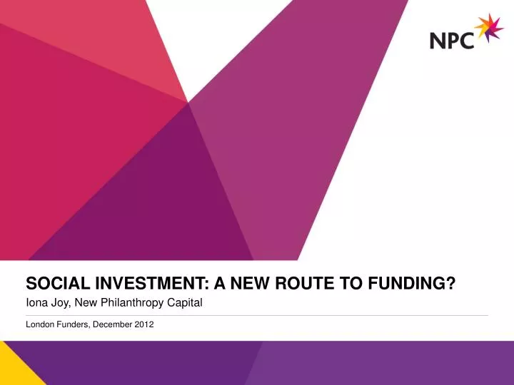 social investment a new route to funding