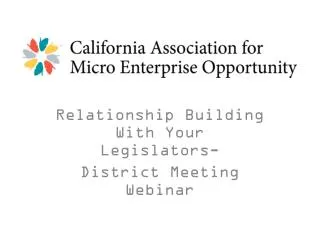 Relationship Building With Your Legislators- District Meeting Webinar