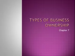 Types of Business Ownership
