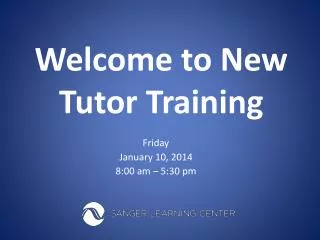 Welcome to New Tutor Training