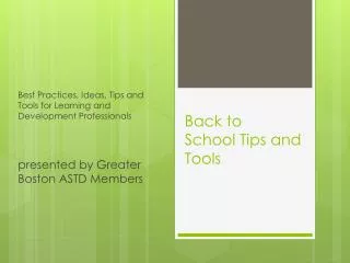 Back to School Tips and Tools