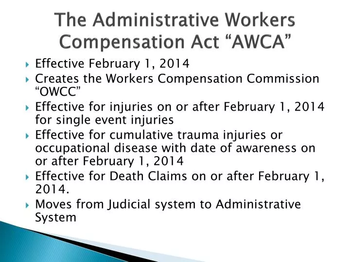 the administrative workers compensation act awca