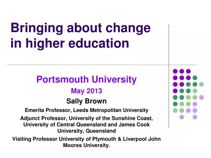 bringing about change in higher education
