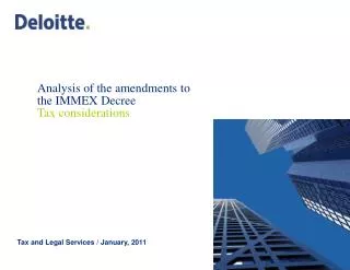 Analysis of the amendments to the IMMEX Decree Tax considerations