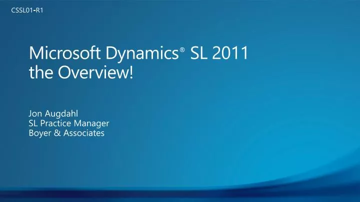 microsoft dynamics sl 2011 the overview