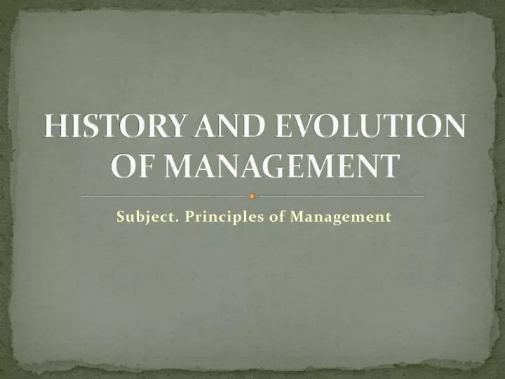 history and evolution of management