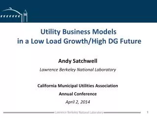 Utility Business Models in a Low Load Growth/High DG Future