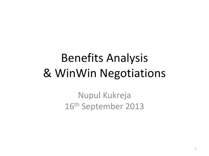 benefits analysis winwin negotiations