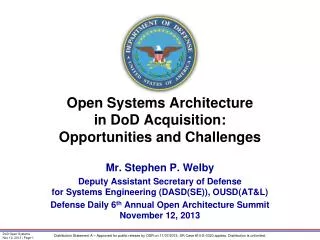 Open Systems Architecture in DoD Acquisition: Opportunities and Challenges