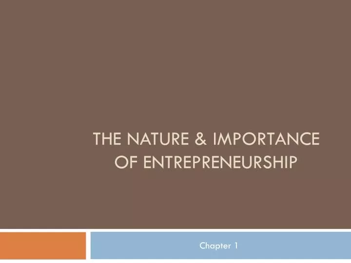 the nature importance of entrepreneurship