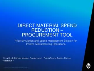 Direct material spend reduction – Procurement tool