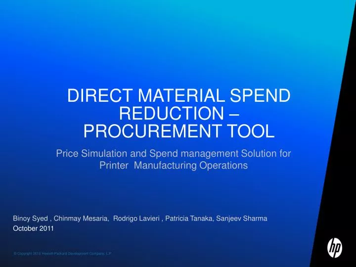 direct material spend reduction procurement tool