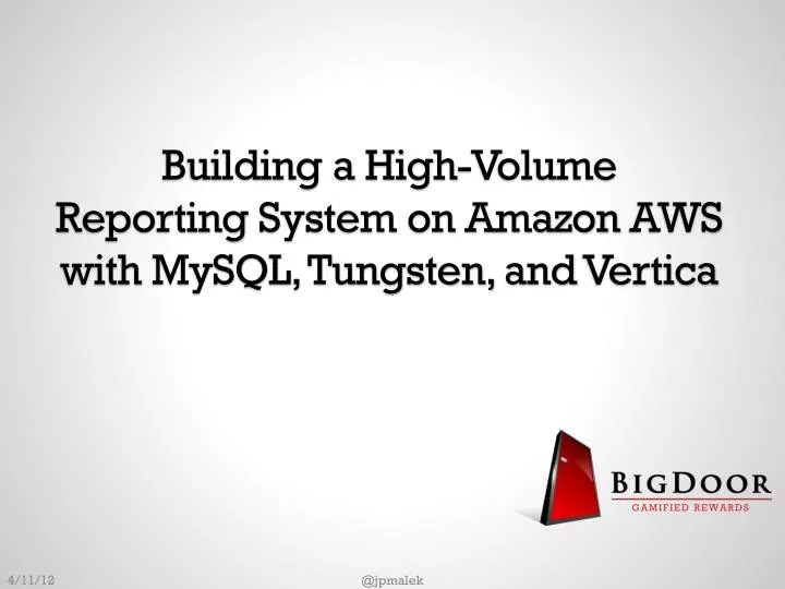 building a high volume reporting system on amazon aws with mysql tungsten and vertica